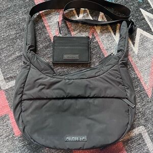 Athleta Black All About Small Crossbody Hobo Bag & Diem Cardholder